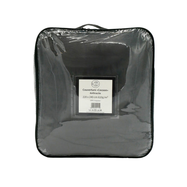 Plaid Couverture Imitation "Lapin" 220x240cm 610g/m² - Cocoon Anthracite