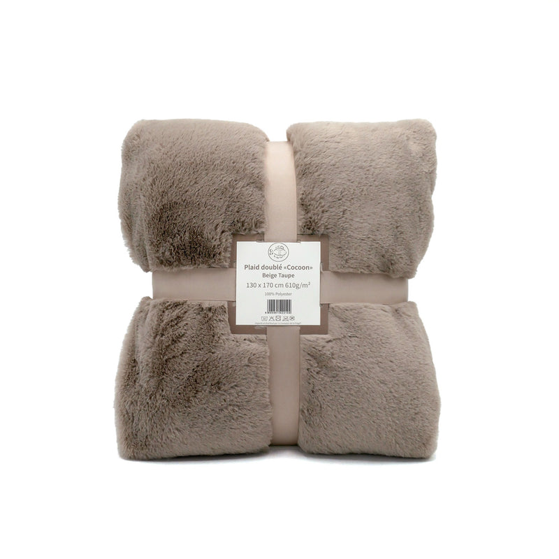 Plaid imitation "Lapin" 130x170cm 610g/m² - Cocoon Beige taupe