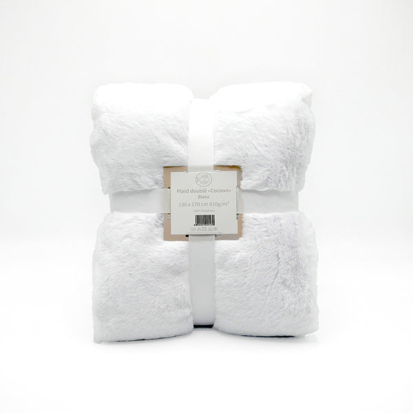 Plaid Polaire Imitation "Lapin" 130X170  610g/m²  - Cocoon Blanc