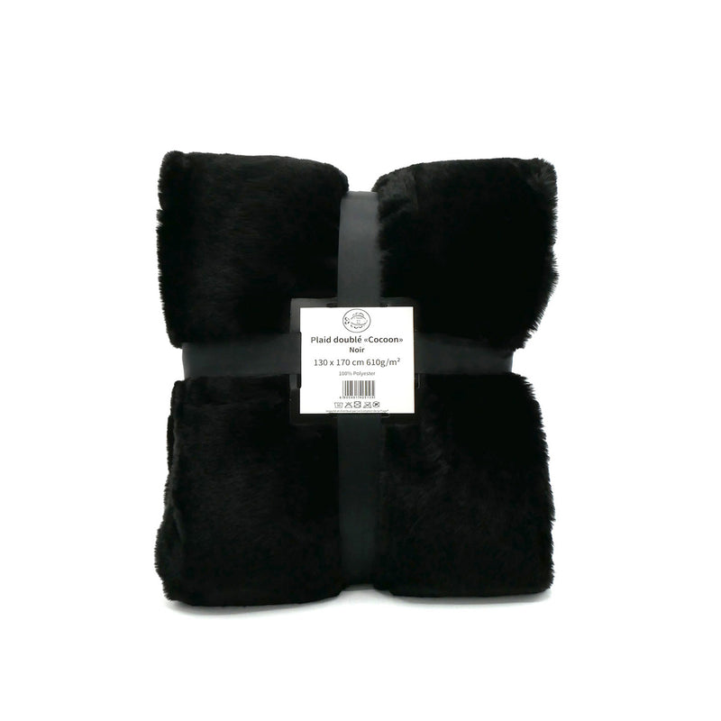 Plaid imitation "Lapin" 130x170cm 610g/m² - Cocoon Noir