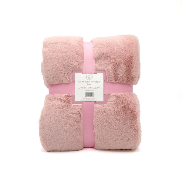 Plaid imitation "Lapin" 130x170cm 610g/m² - Cocoon Rose