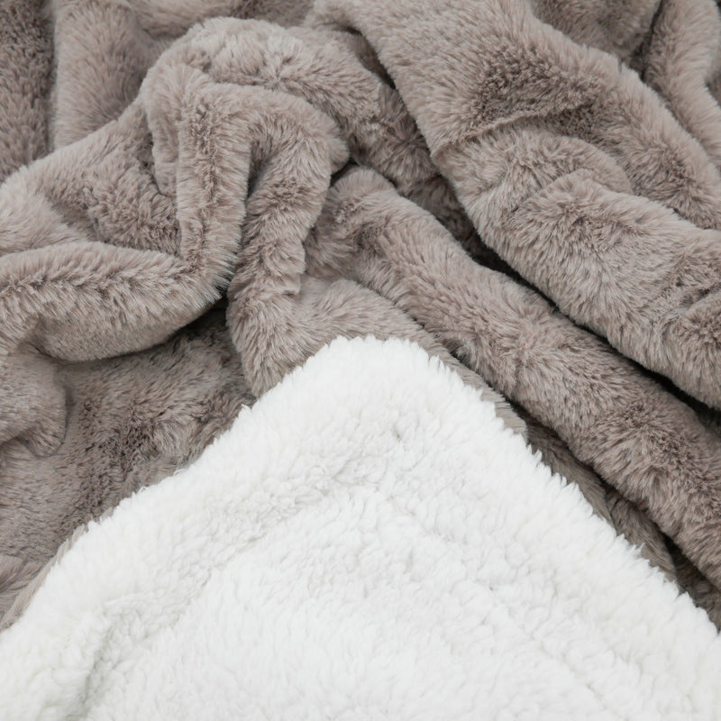 Plaid Couverture Imitation "Lapin" 220x240cm 610g/m² - Cocoon Beige Taupe