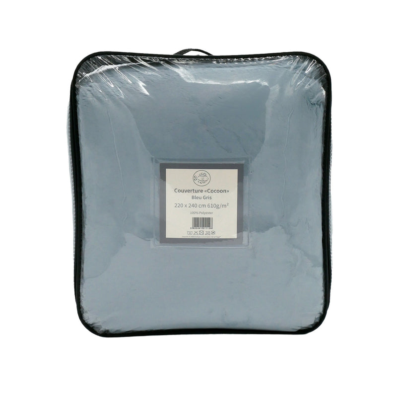 Plaid Couverture Imitation "Lapin" 220x240cm 610g/m² - Cocoon Bleu Gris