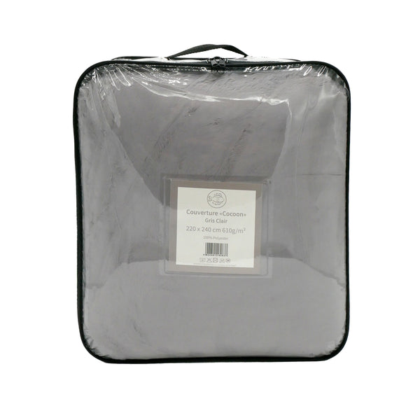 Plaid Couverture Imitation "Lapin" 220x240cm 610g/m² - Cocoon Gris clair