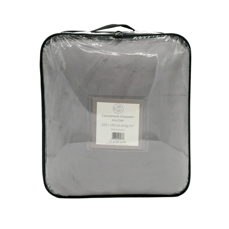 Plaid Couverture Imitation "Lapin" 220x240cm 610g/m² - Cocoon Gris clair