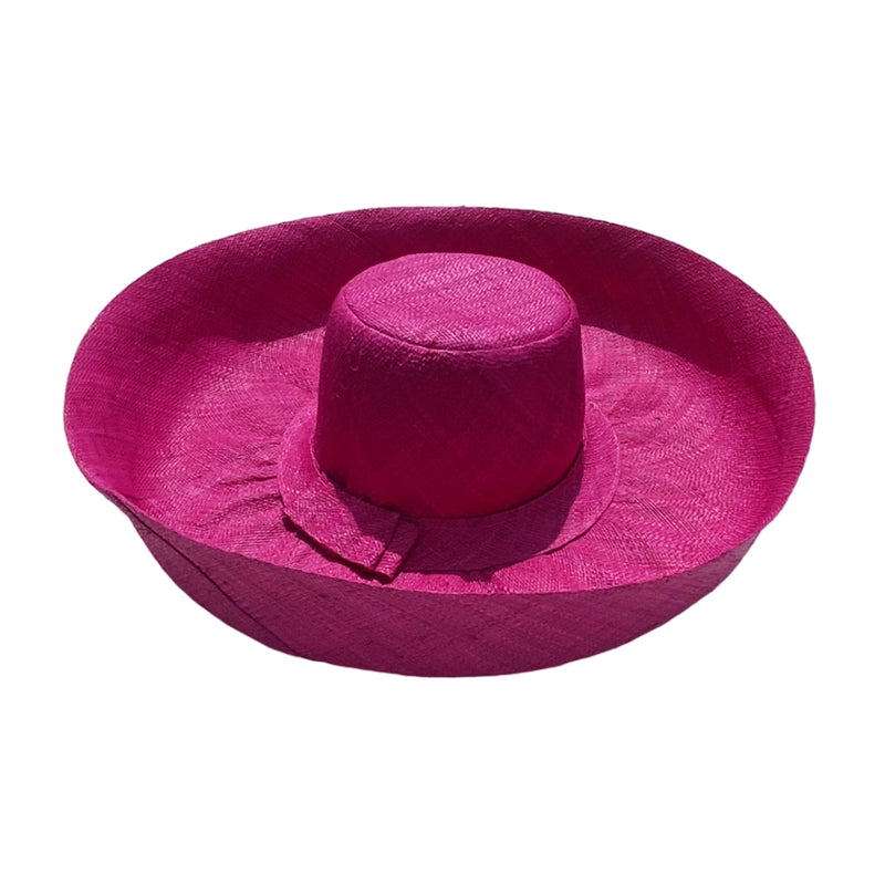 Chapeau artisanal de Madagascar capeline fuchsia - Le comptoir de la plage