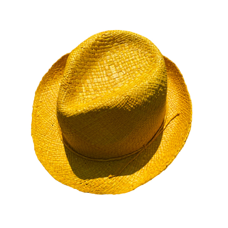 Chapeau artisanal de Madagascar Borsalino Unis jaune - Le comptoir de la plage
