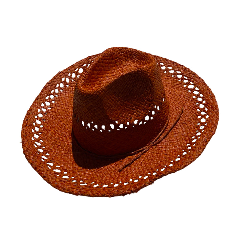 Chapeau artisanal cowboy caramel - Le comptoir de la plage