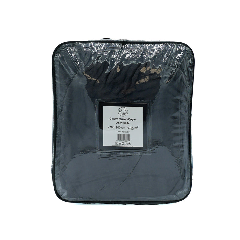 Plaid Couverture polaire 220x240cm 760g/m² - Cozy Anthracite