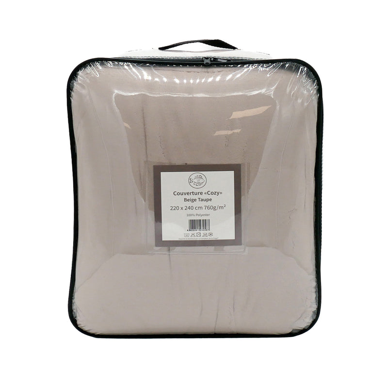 Plaid Couverture polaire 220x240cm 760g/m² - Cozy Beige Taupe