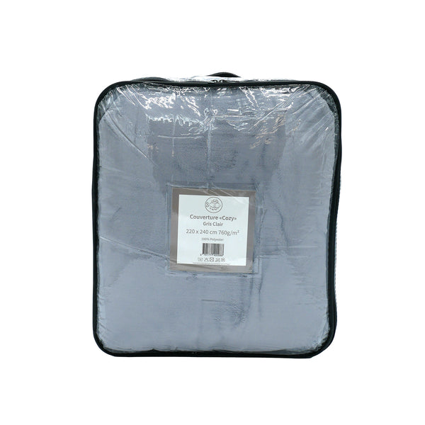 Plaid Couverture polaire 220x240cm 760g/m² - Cozy Gris Clair