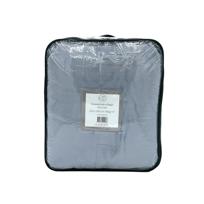 Plaid Couverture polaire 220x240cm 760g/m² - Cozy Gris Clair
