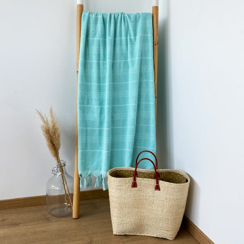 Fouta coton éponge bouclette unie - Serviette de bain - Hammam