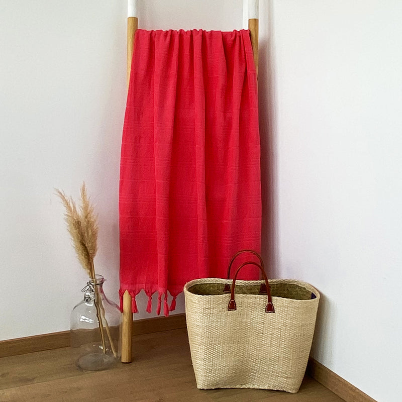 Fouta coton éponge bouclette unie - Serviette de bain - Hammam