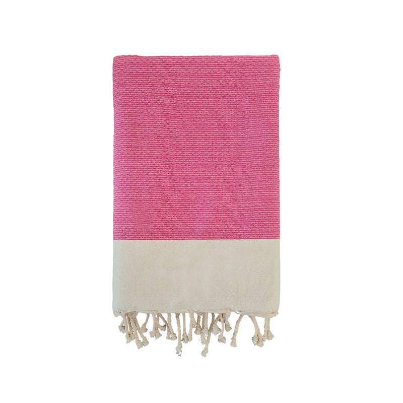 Fouta plate nid d'abeille Athena rose - Le comptoir de la plage