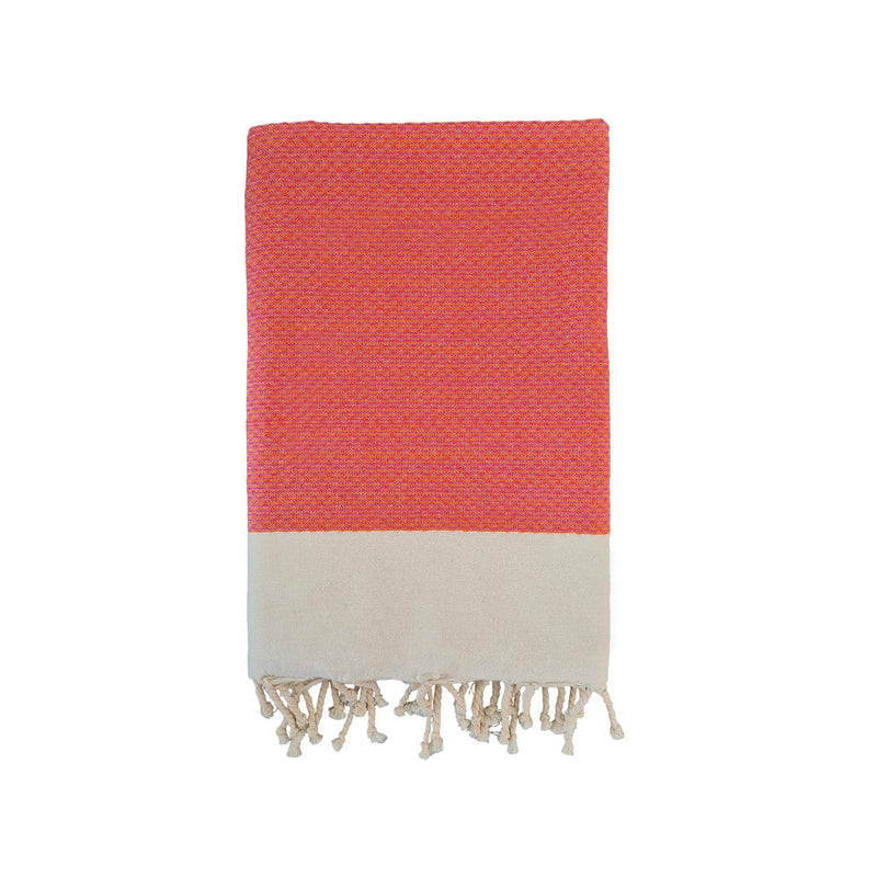Fouta plate nid d'abeille Athena orange - Le comptoir de la plage