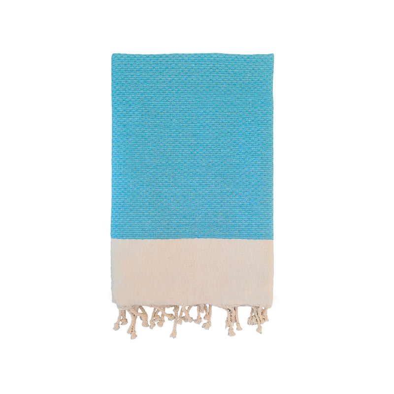 Fouta plate nid d'abeille Athena turquoise - Le comptoir de la plage