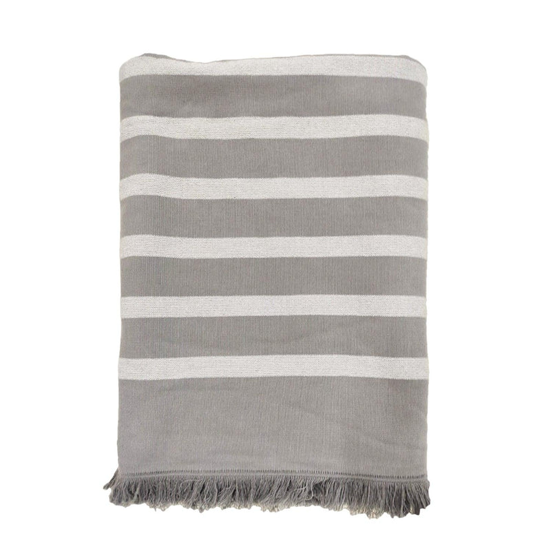 Fouta coton doublée éponge Alanya gris - Le comptoir de la plage