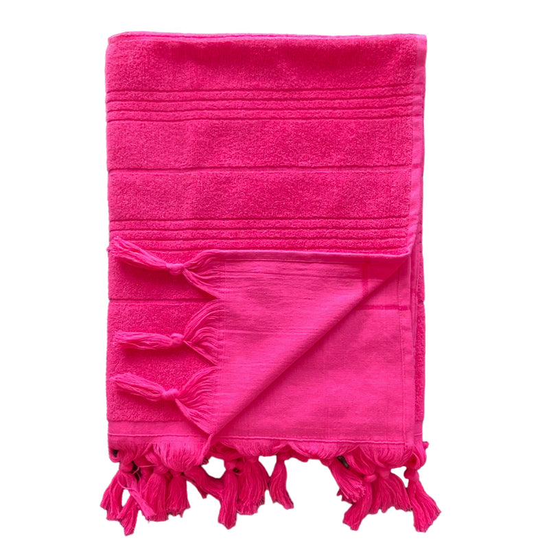 Fouta éponge Hammam fuchsia absorbante - Le comptoir de la plage