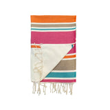 Fouta Hélios rose 100% coton 190g/m² , légère et absorbante, 100x200 cm, idéale bain, plage ou paréo, au design rayé tendance.