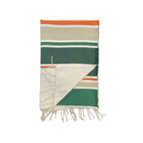 Fouta Hélios vert 100% coton 190g/m² , légère et absorbante, 100x200 cm, idéale bain, plage ou paréo, au design rayé tendance.