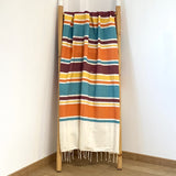 Fouta Hélios orange 100% coton 190g/m² , légère et absorbante, 100x200 cm, idéale bain, plage ou paréo, au design rayé tendance.