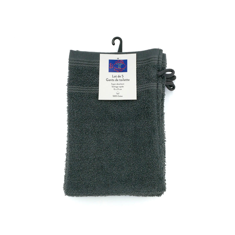 Lot de 5 gants de toilette 15x21cm