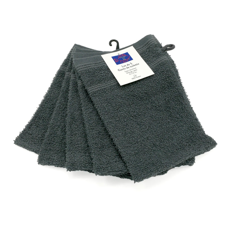 Lot de 5 gants de toilette 15x21cm