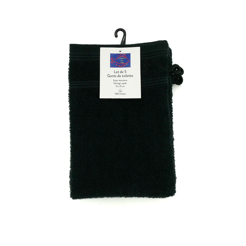 Lot de 5 gants de toilette 15x21cm
