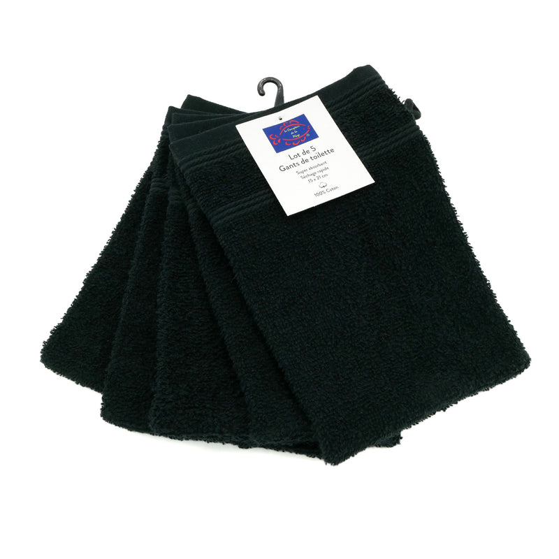 Lot de 5 gants de toilette 15x21cm
