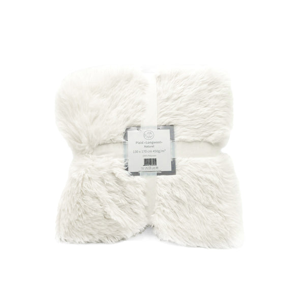 Plaid imitation poils longs 130x170cm 450g/m² - Longwool Naturel