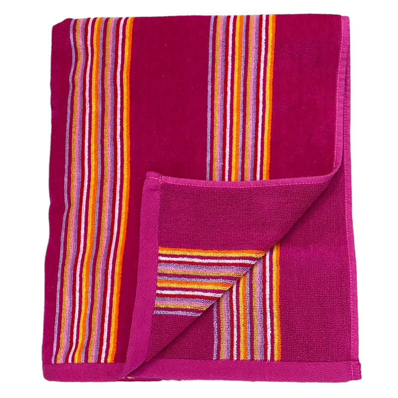 Serviette de plage éponge Velours Jacquard Milonga Fuchsia - Taille M