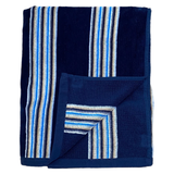 Serviette de plage éponge Velours Jacquard Milonga Bleu Marine - Taille M