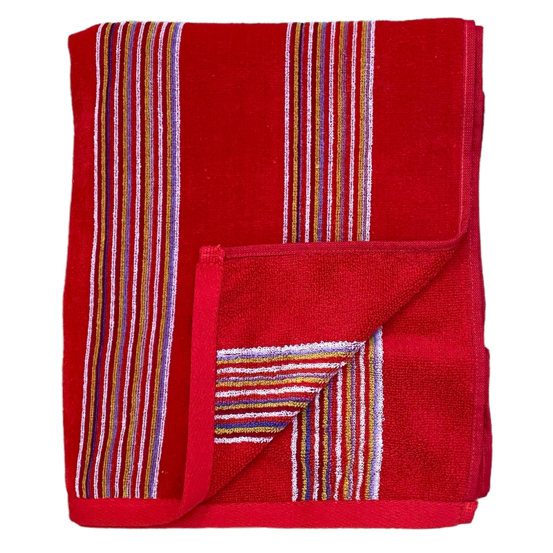 Serviette de plage éponge Velours Jacquard Milonga Rouge - Taille L