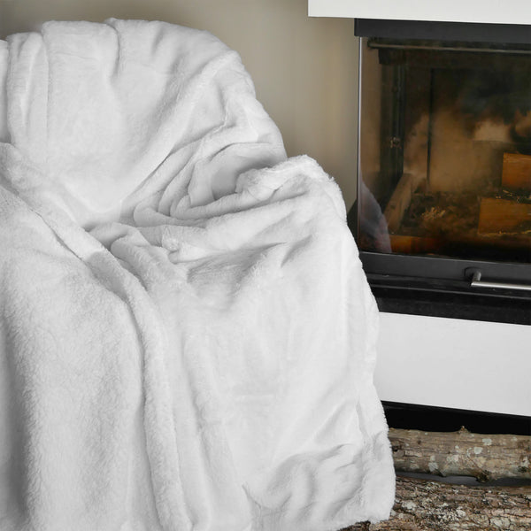 Plaid Polaire Imitation "Lapin" 130X170  610g/m²  - Cocoon Blanc