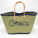 Panier artisanal de plage brodé Fibres naturelles - Corsica GM