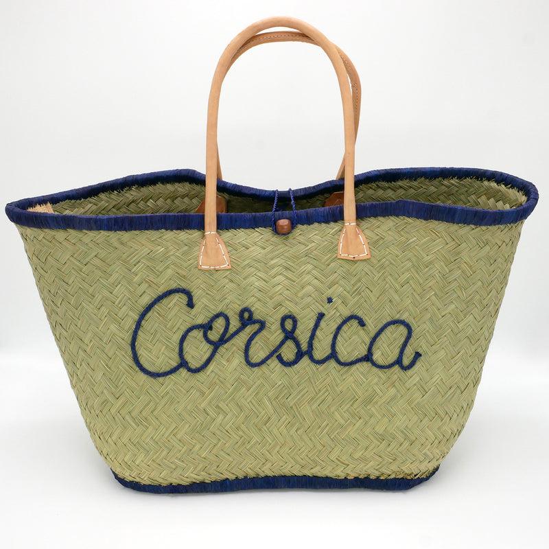 Panier artisanal de plage brodé Fibres naturelles - Corsica GM