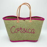 Panier artisanal de plage brodé Fibres naturelles - Corsica GM