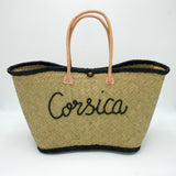 Panier artisanal de plage brodé Fibres naturelles - Corsica GM