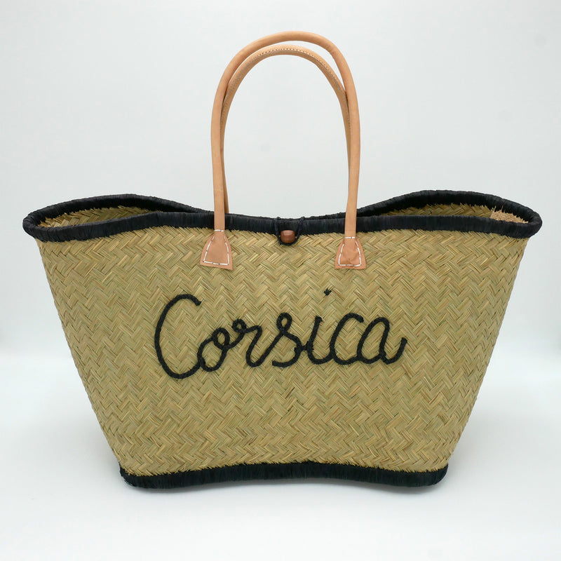Panier artisanal de plage brodé Fibres naturelles - Corsica GM
