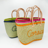 Panier artisanal de plage brodé Fibres naturelles - Corsica GM
