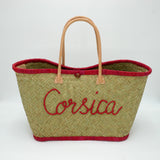 Panier artisanal de plage brodé Fibres naturelles - Corsica GM