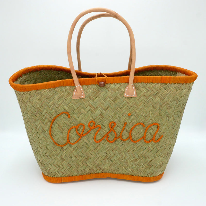 Panier artisanal de plage brodé Fibres naturelles - Corsica GM