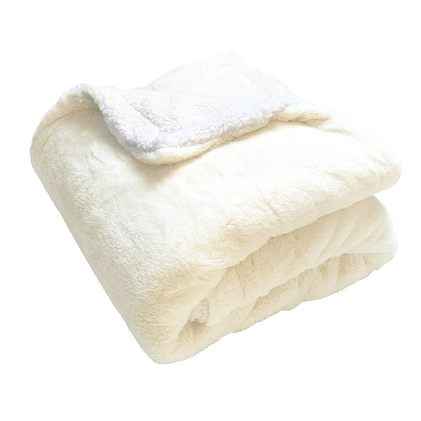 Plaid Polaire Imitation  toucher  "Lapin" Off white 130X170