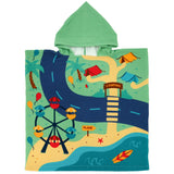 Poncho de plage enfant en microfibre circuit 60×120 cm 100 % polyester 250 g/m², motifs imprimés Idéal pour la plage et la piscine, séchage ultra-rapide et peu encombrant.