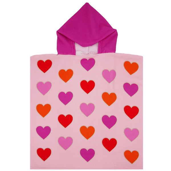 Poncho enfant microfibre Rose 60x60 250g/m² - Poncho Cœurs
