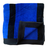 Serviette de plage éponge velours Jacquard Happy Blue -Taille L 100x175cm