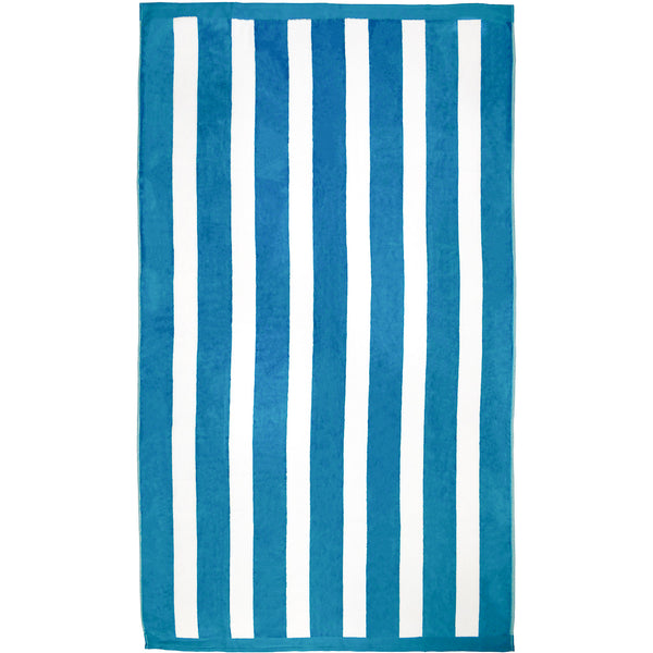 Serviette de plage éponge velours Jacquard Bleu 100x175 470g/m² - Bahia Bleu Canard