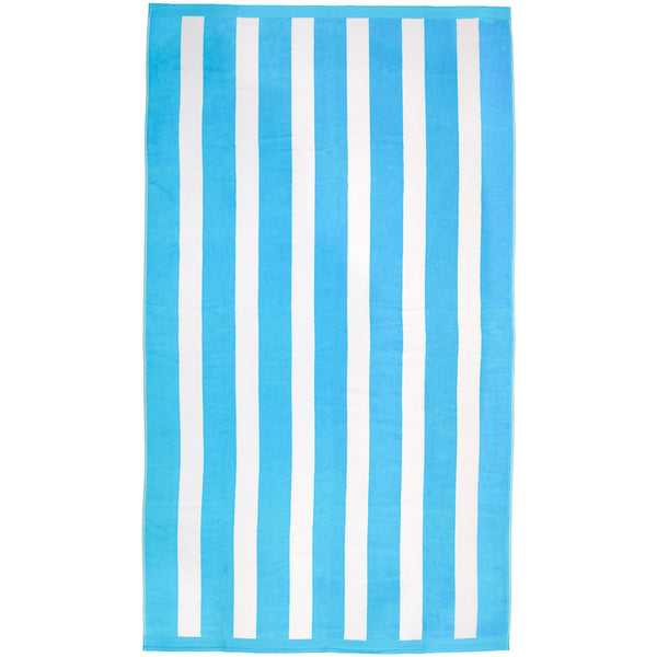 Serviette de plage éponge velours Jacquard Bleu 100x175 470g/m² - Bahia Bleu Turquoise
