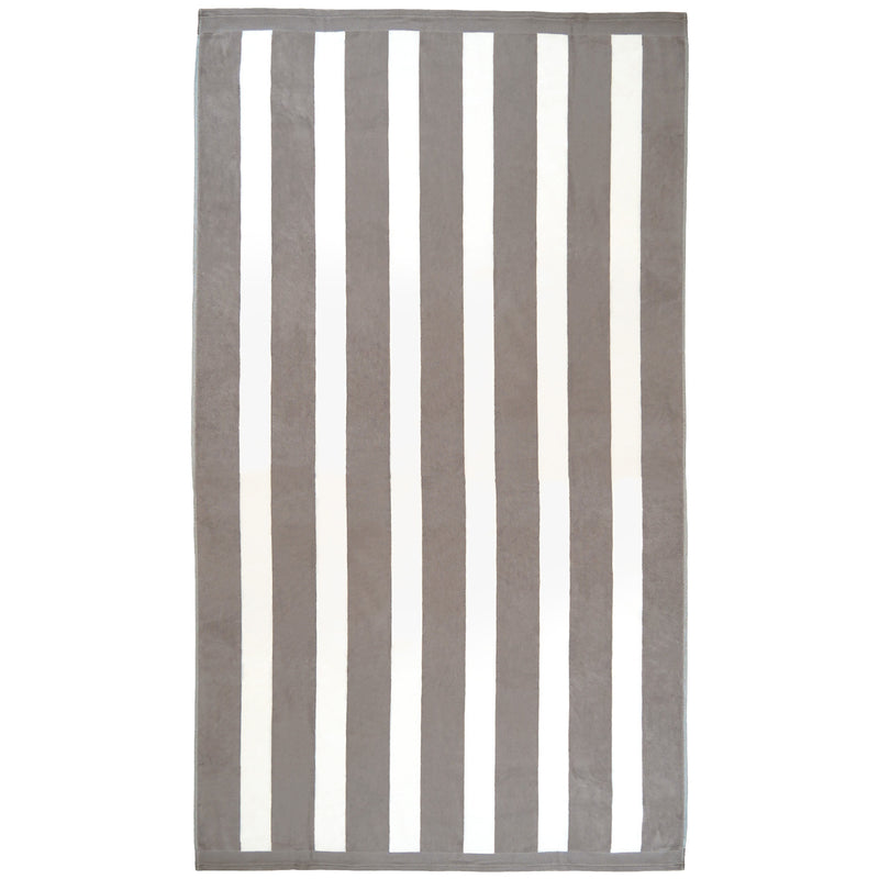 Serviette de plage éponge velours Jacquard Beige 100x175 470g/m² - Bahia Taupe